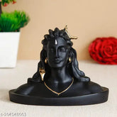Black brass statue of Lord Adiyogi Shiva for home/office decor, intricately detailed as Pooja idol